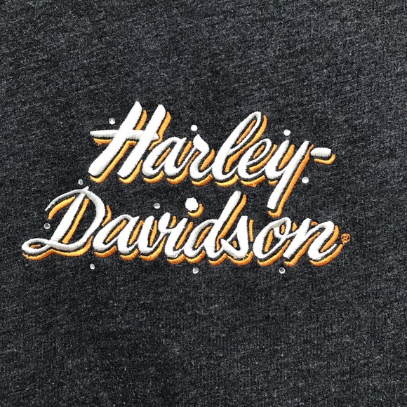 Harley Davidson Dark Grey Embroidered Logo Tee - Picture 3 of 6